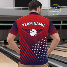 Load image into Gallery viewer, American Flag Bowling Jersey For Men Custom Patriotic Bowling Shirt Team Polo &amp; 1/4 Zip |Red TDM5970