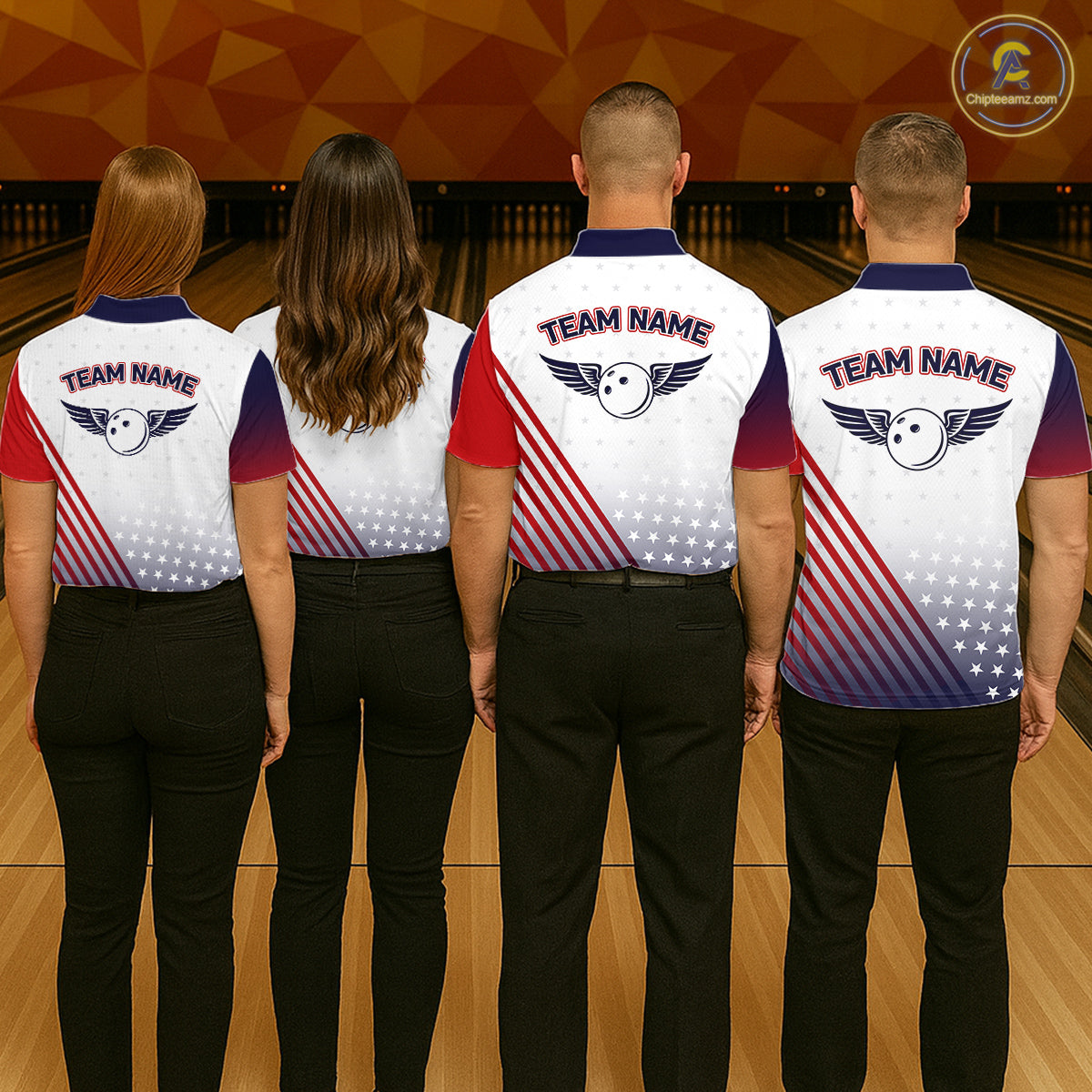 American Flag Bowling Jersey For Women Custom Patriotic Bowling Shirt Team Polo & 1/4 Zip |White TDM5971