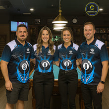 Load image into Gallery viewer, Blue 8 Ball Pool Billiard Jersey For Women Custom Lightning Billiard Team Shirt Polo &amp; Quarter Zip TDM6135