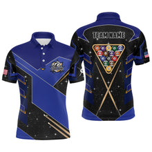Load image into Gallery viewer, Personalized Galaxy 8 Ball Pool Billiard Shirts For Men Custom 8 Ball Billiard Attire Jersey |Blue TDM2294