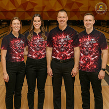 Load image into Gallery viewer, Personalized Red Butterfly Skull Bowling Shirt For Women Custom Bowling Jersey Polo &amp; 1/4 Zip TDM6385