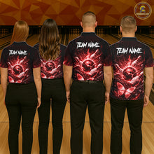 Load image into Gallery viewer, Personalized Red Butterfly Skull Bowling Shirt For Women Custom Bowling Jersey Polo &amp; 1/4 Zip TDM6385
