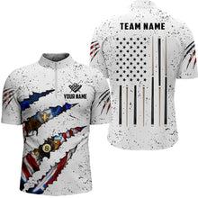 Load image into Gallery viewer, Custom Eagle American Flag White Grunge Billiard Shirts For Men, Patriotic Billiard Team Jerseys TDM2317