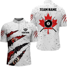Load image into Gallery viewer, Custom Eagle Canada Flag White Grunge Billiard Shirts For Men, Patriotic Billiard Team Jerseys TDM2318