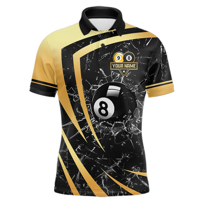 Black And Gold 8 Ball & 9 Ball Glass Break Billiard Shirt For Men Custom Pool Team Jersey Outfit TDM6151