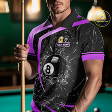 Load image into Gallery viewer, Black And Purple 8 Ball &amp; 9 Ball Glass Break Billiard Shirt For Men Custom Pool Team Jersey Outfit TDM6152