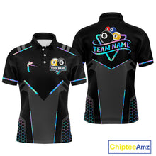Load image into Gallery viewer, Personalized Holographic Billiard 8 Ball &amp; 9 Ball Pool Polo, 1/4 Zip For Men, Billiard Team Jersey TDM4253