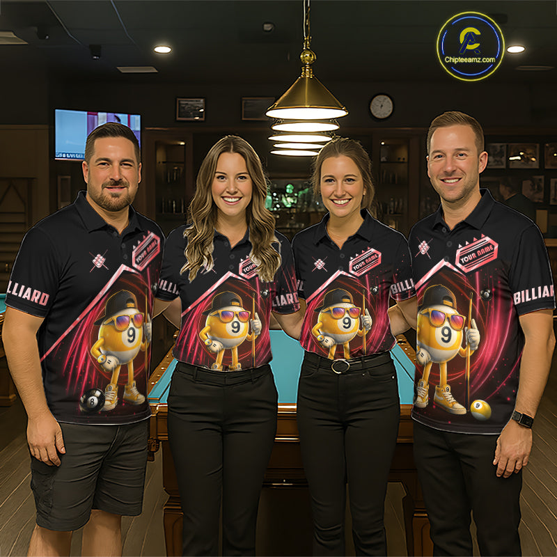 Red Funny 9 Ball Billiard Shirt For Women Custom Pool Team Shirt, Billiard Jersey Polo & 1/4 Zip TDM6614