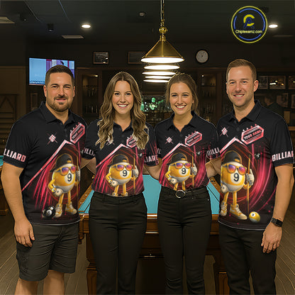 Red Funny 9 Ball Billiard Shirt For Women Custom Pool Team Shirt, Billiard Jersey Polo & 1/4 Zip TDM6614