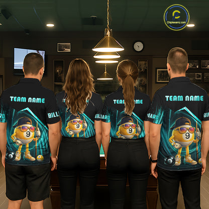Turquoise Funny 9 Ball Pool Billiard Shirt For Women Custom Billiard Team Jersey Polo & 1/4 Zip TDM6615