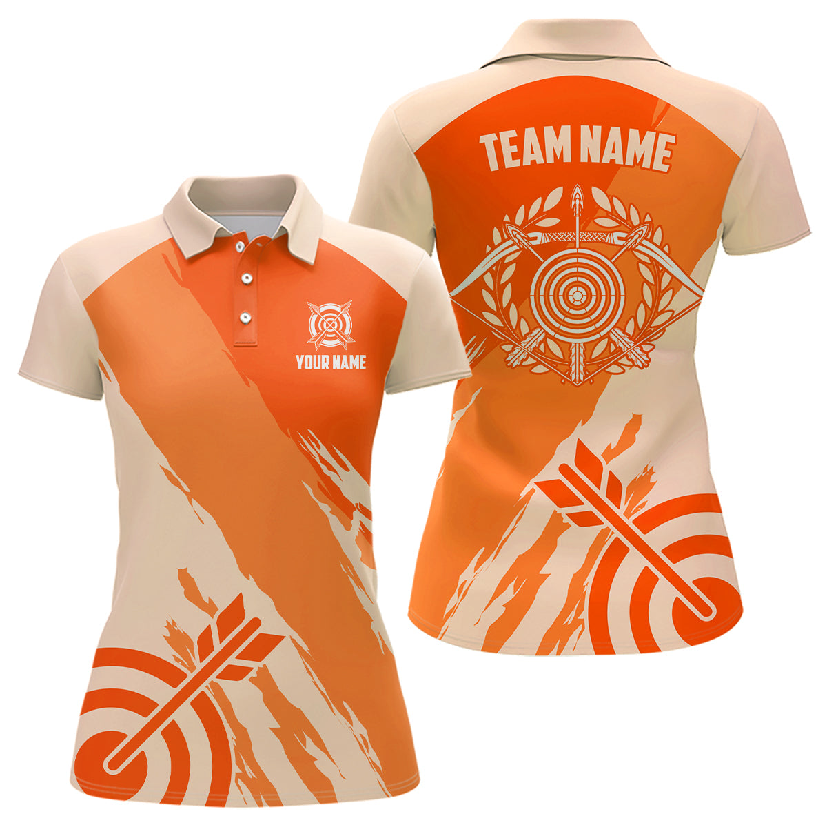 Personalized Orange Jerseys Archery Women Polo Shirts Custom Archery Target Shirts, Archery Jerseys TDM0636