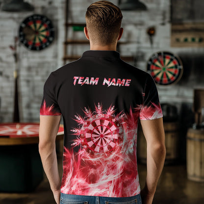 Red Icy Lights Darts Polo & Quarter Zip Custom Dart Shirts For Men Darts Team Jerseys Outfit TDM5323