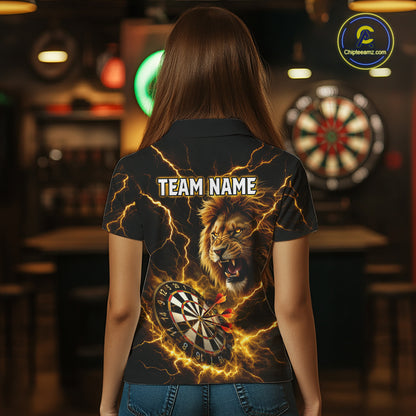 Custom Yellow Dartboard Thunder Lightning Lion Darts Shirt For Women, Darts League Team Jersey TDM5815