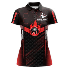 Load image into Gallery viewer, Black And Red Bowling Jersey For Women Custom Flame Bowling Shirt Team Polo &amp; Quarter Zip TDM5824