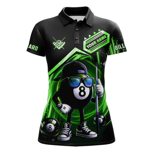 Green Funny 8 Ball Billiard Shirt For Women Custom Pool Team Shirt, Billiard Jersey Polo & 1/4 Zip TDM5833