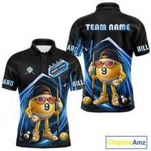 Load image into Gallery viewer, Blue Funny 9 Ball Billiard Shirt For Men Custom Pool Team Shirt, Billiard Jersey Polo &amp; 1/4 Zip TDM5834