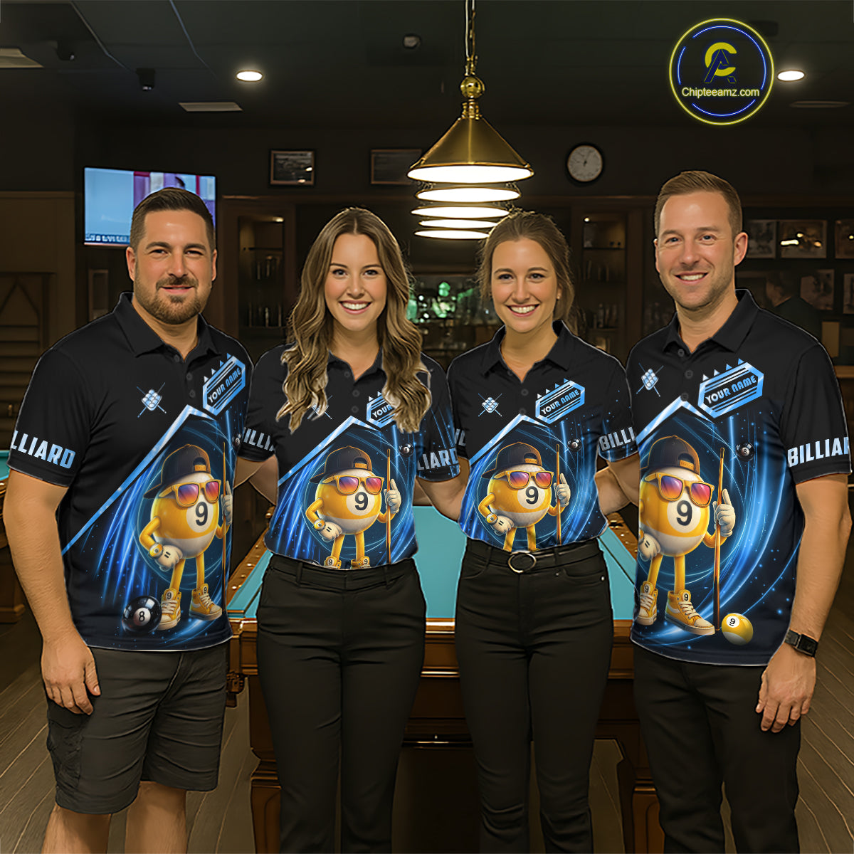 Blue Funny 9 Ball Billiard Shirt For Women Custom Pool Team Shirt, Billiard Jersey Polo & 1/4 Zip TDM5834