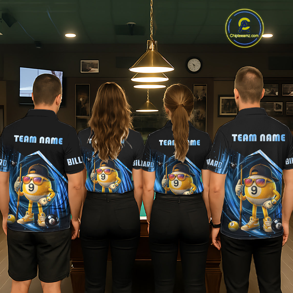 Blue Funny 9 Ball Billiard Shirt For Women Custom Pool Team Shirt, Billiard Jersey Polo & 1/4 Zip TDM5834