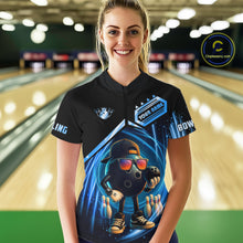 Load image into Gallery viewer, Blue Funny Bowling Ball Shirt For Women Custom Bowling Jersey, Bowling Team Shirt Polo &amp; Quarter Zip TDM5836