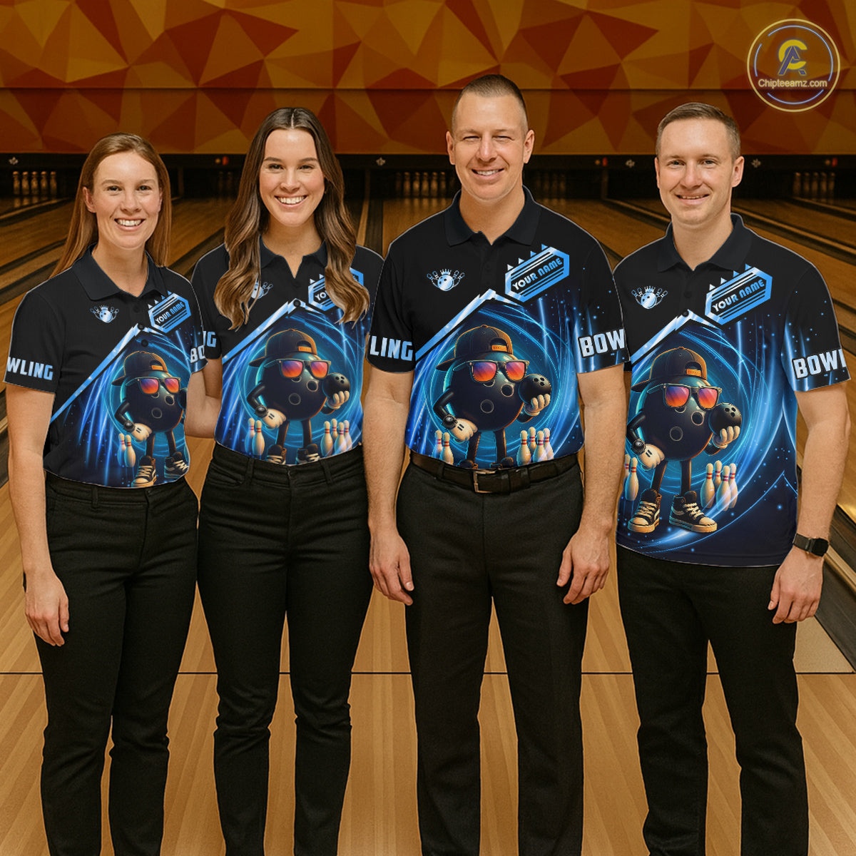 Blue Funny Bowling Ball Shirt For Men Custom Bowling Jersey, Bowling Team Shirt Polo & Quarter Zip TDM5836
