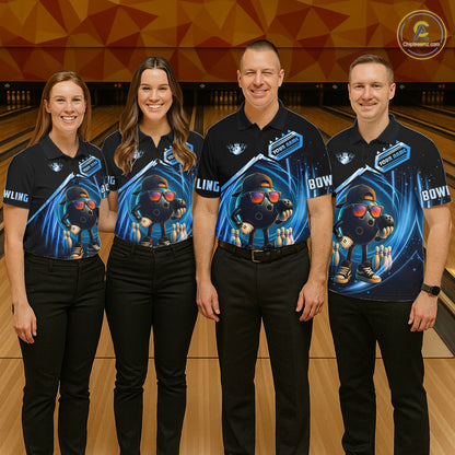 Blue Funny Bowling Ball Shirt For Men Custom Bowling Jersey, Bowling Team Shirt Polo & Quarter Zip TDM5836