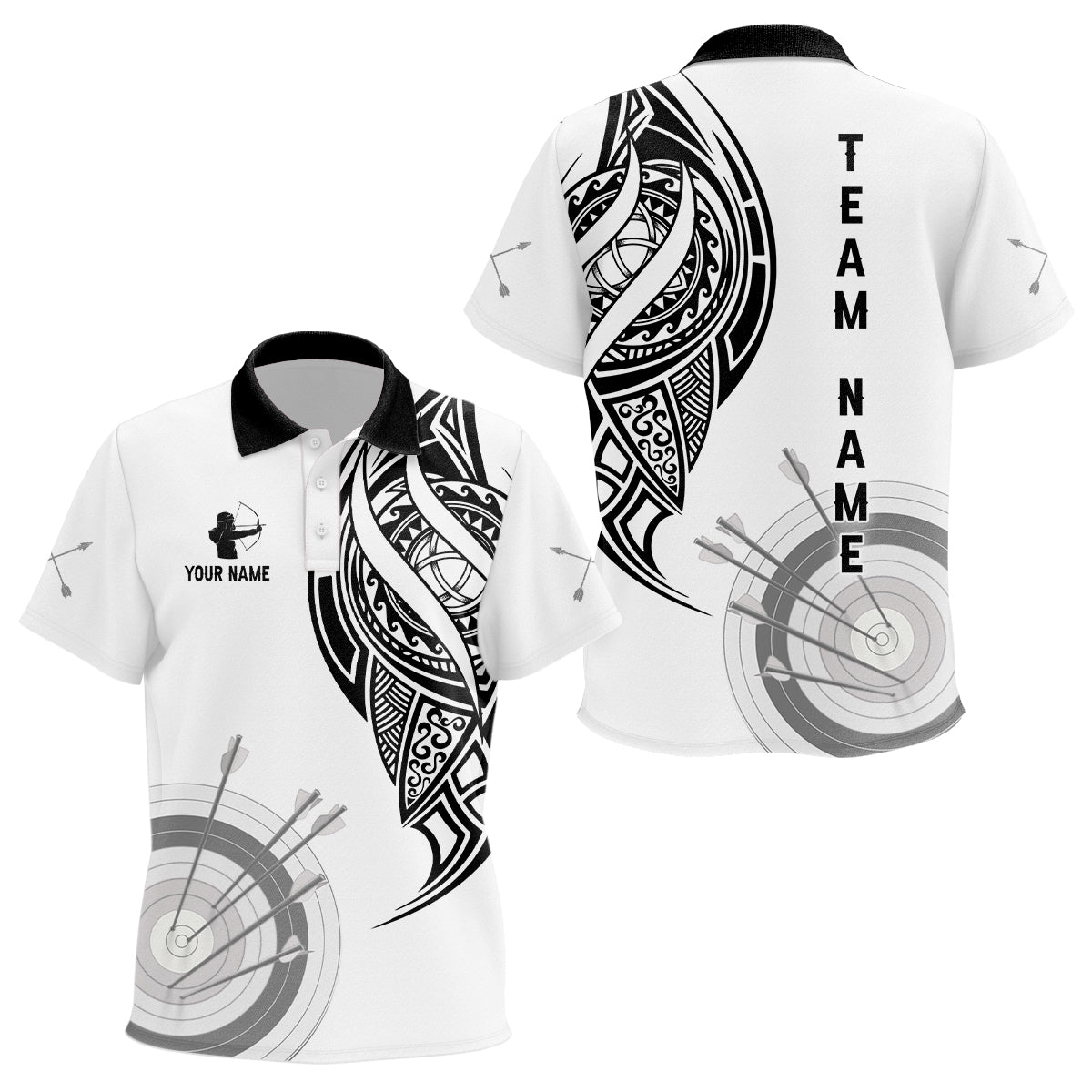 Personalized White Tribal Archery Polo Shirts For Kid Custom Archery Shirts Design For Team  TDM0658