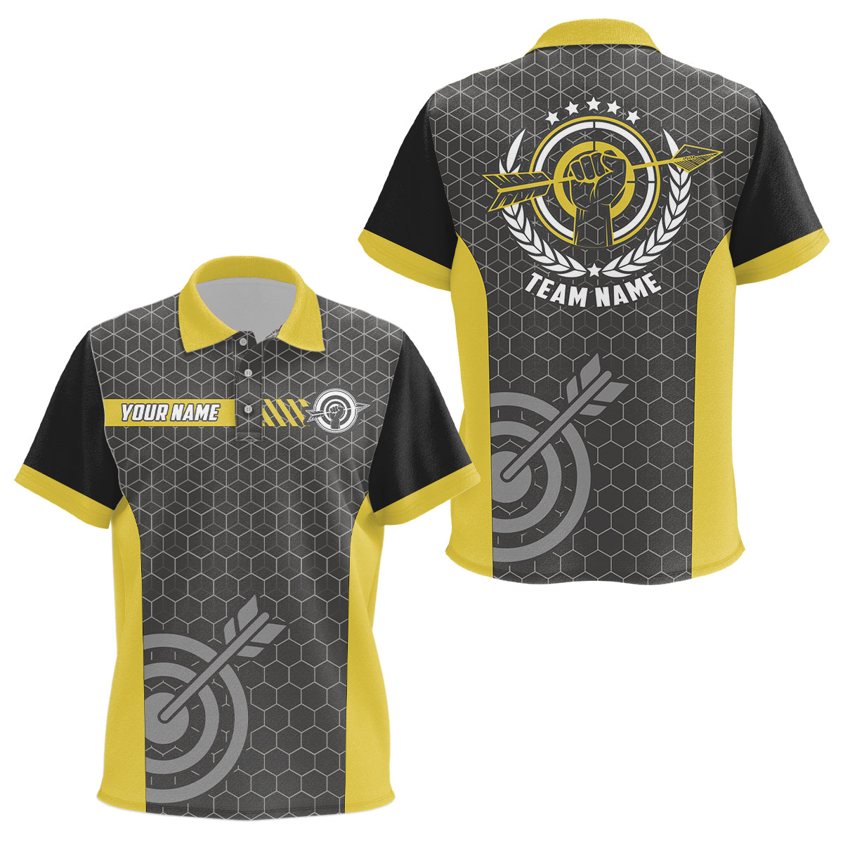 Yellow And Black Archery Target Kid Polo Shirts Best Custom Team Name  Archery Jerseys TDM0660