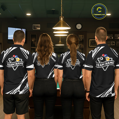 Personalized 8 Ball & 9 Ball Pool Billiard Polo, 1/4 Zip For Men Custom Team Billiard Jersey |White TDM5600