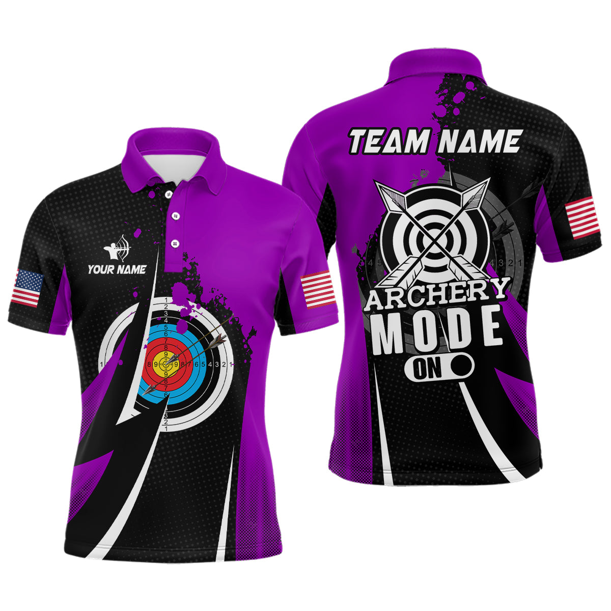 Personalized Purple Jerseys Archery Mode On Polo Shirts For Men Custom Archery Jerseys Team Shirts TDM0673