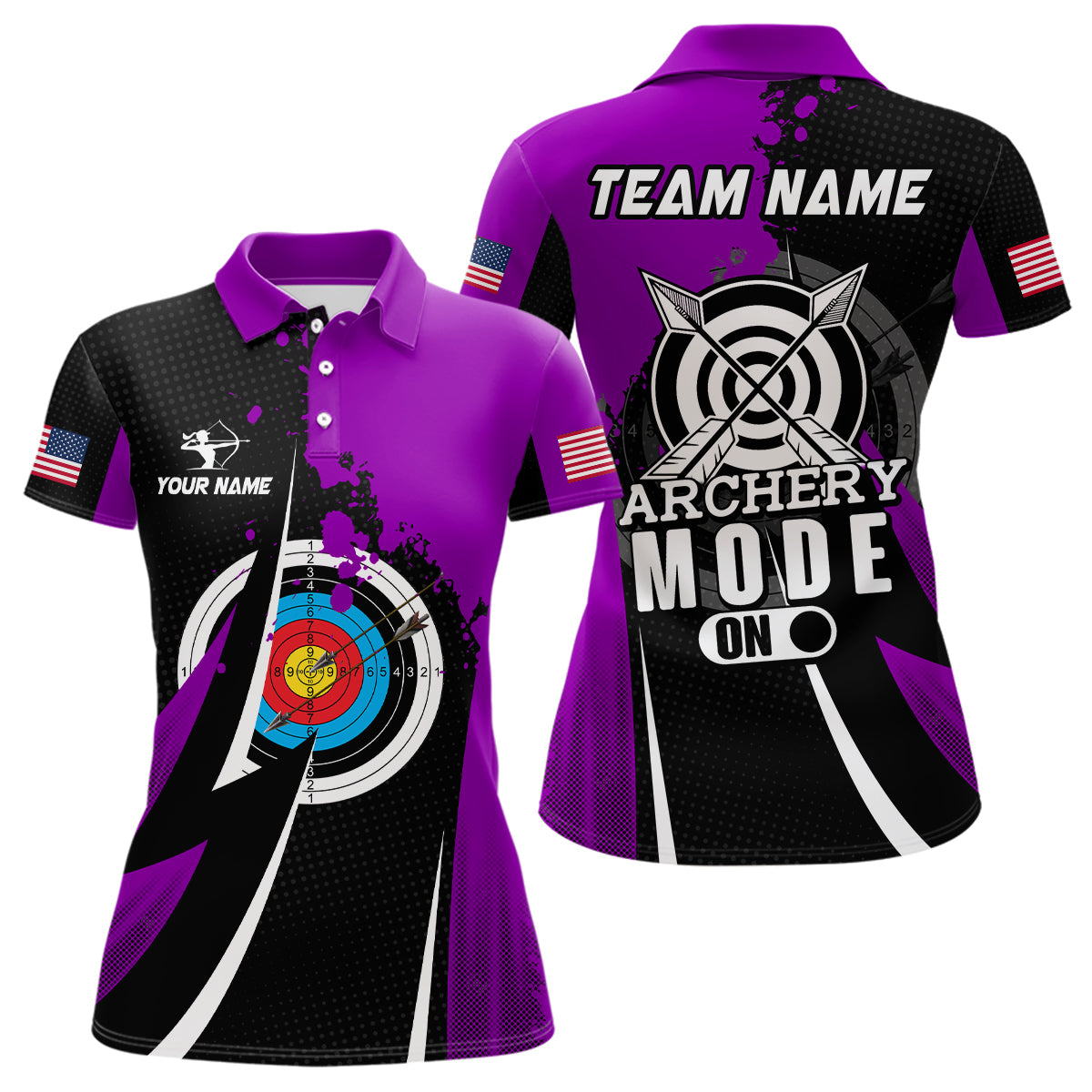 Personalized Purple Jerseys Archery Mode On Polo Shirts For Women Custom Archery Jerseys Team Shirts TDM0673