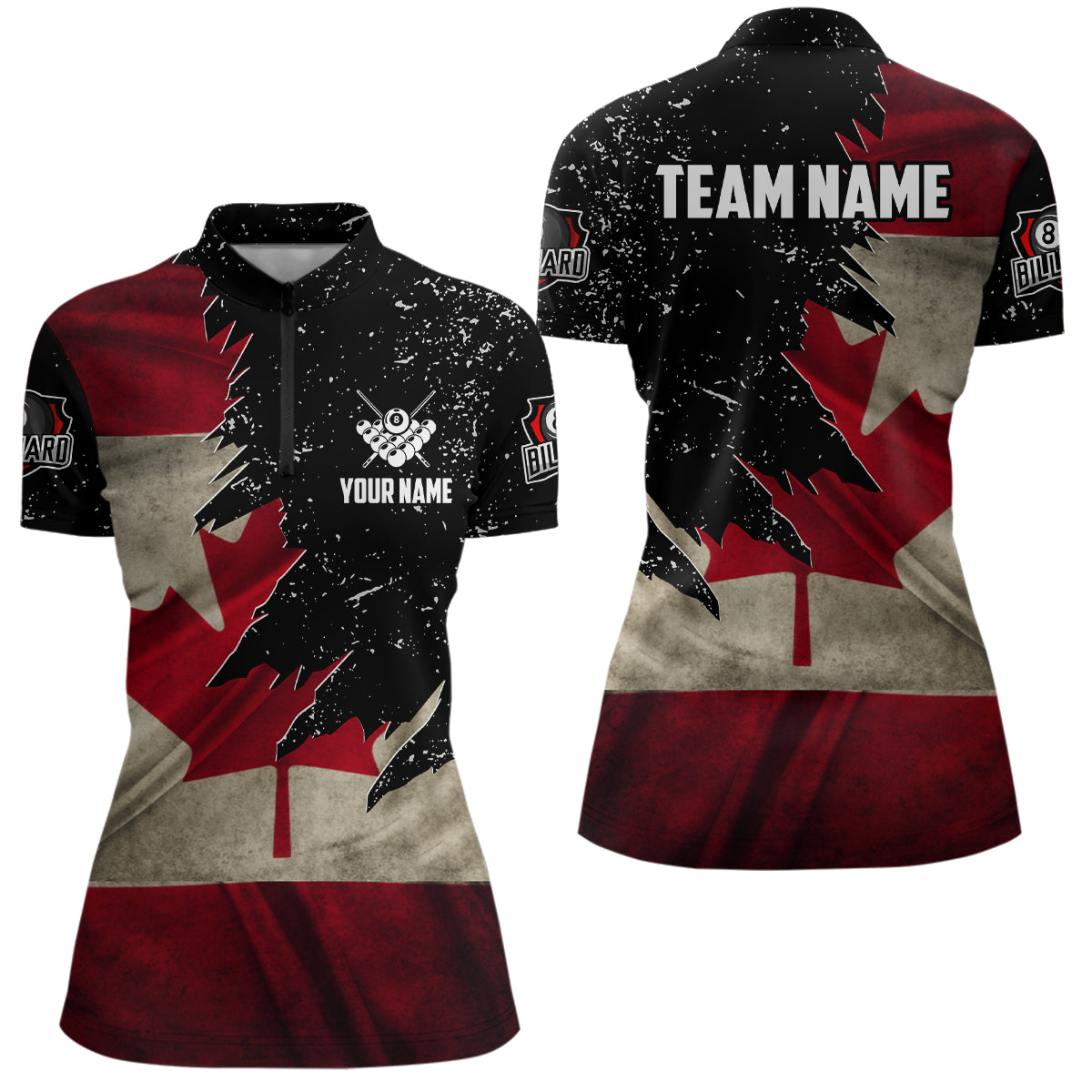 Personalized Retro Canada Flag Billiard Shirts For Women Custom Patriotic Billiard Jerseys Uniform TDM1570