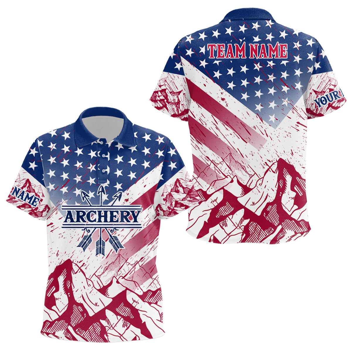 Personalized American Archery Polo Shirts For Kid Custom Full Printing USA Flag Archery Team Shirts TDM0478