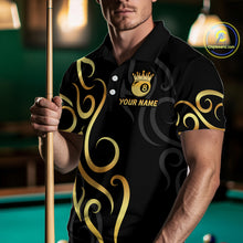 Load image into Gallery viewer, Black And Gold 8 Ball Crown Tribal Billiard Shirt For Men Custom Pool Jersey Billiard Team Shirt TDM4724