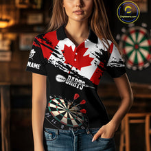 Load image into Gallery viewer, Personalized Grunge Canada Flag Dart Polo Shirts For Women Custom Patriotic Canadian Dart Jerseys TDM1187