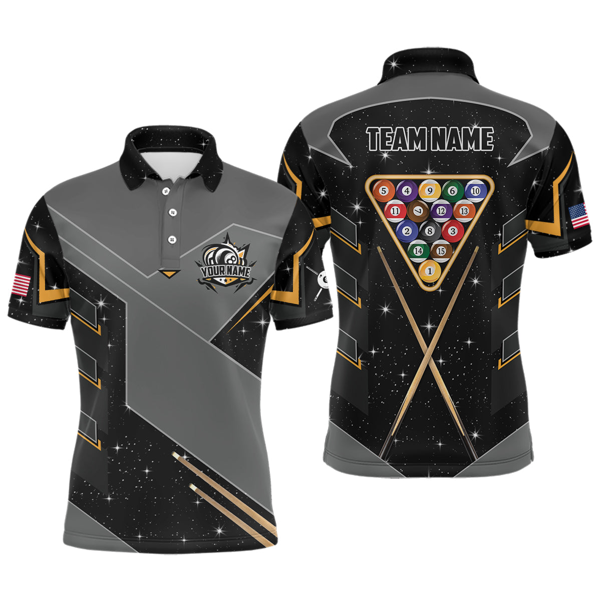 Personalized 8 Ball Pool Billiard Polo Shirts For Men Custom 8 Ball Billiards Attire Jerseys TDM1376