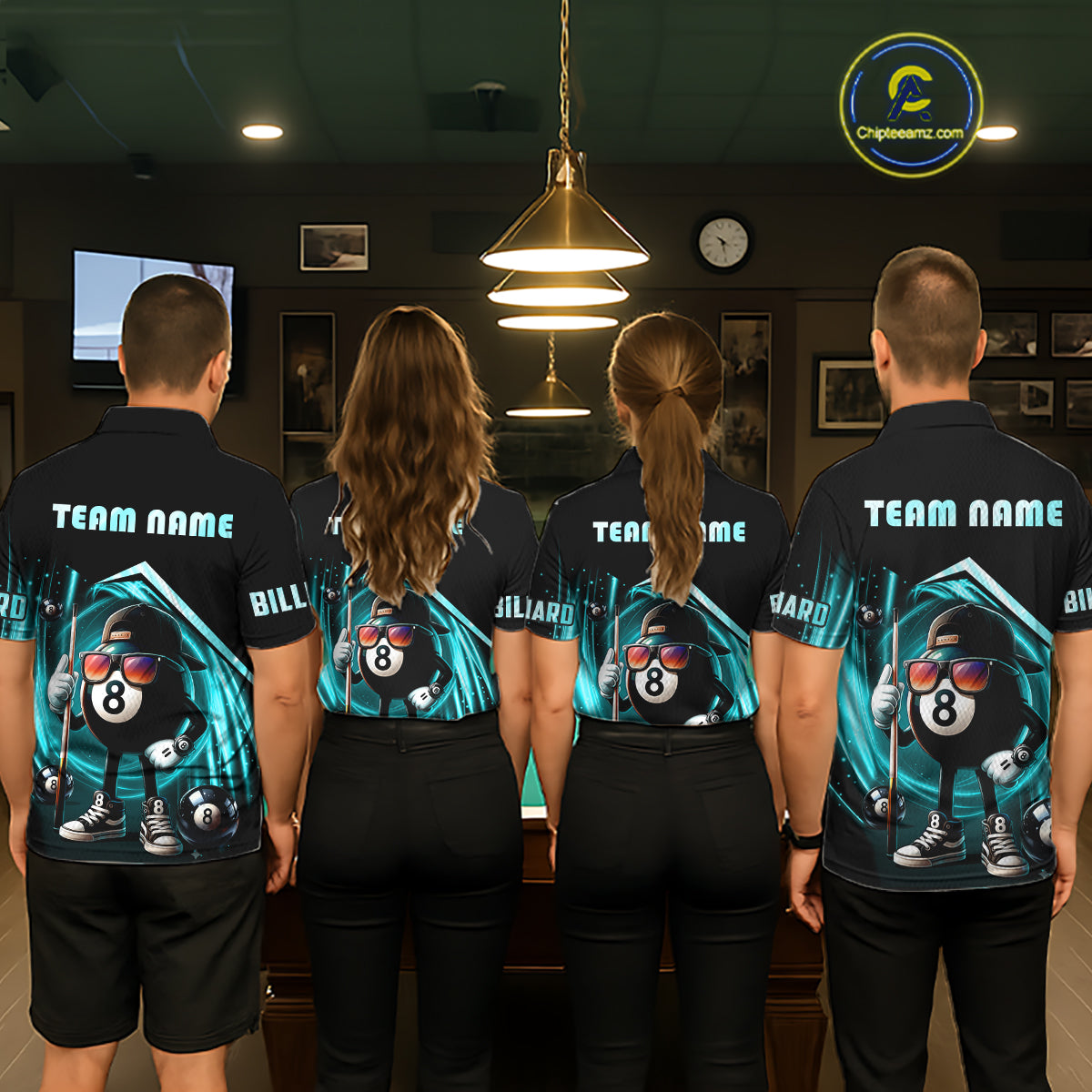 Turquoise Funny 8 Ball Billiard Shirt For Women Custom Pool Team Shirt, Billiard Jersey Polo, 1/4 Zip TDM5644