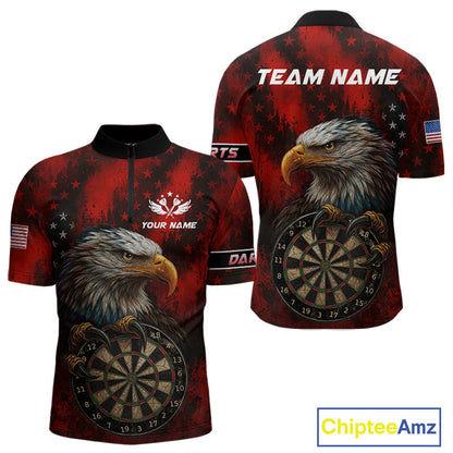 Black And Red American Flag Claw Eagle Darts Shirt For Men Custom Team Patriotic Darts Jerseys TDM4318