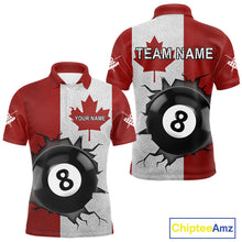 Load image into Gallery viewer, Personalized Grunge Canada Flag Billiard Shirt For Men Custom Funny 8 Ball Pool Team Jersey TDM4175