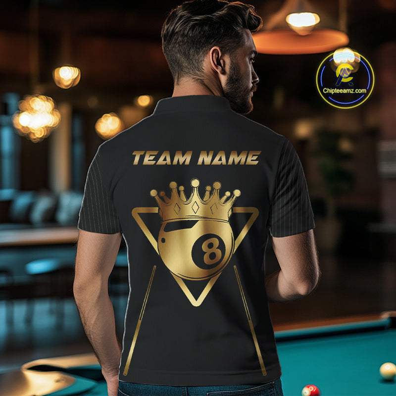 Personalized 8 Ball Crown 3D Billiard Shirt For Men Custom Pool Team Jersey Polo & Quarter Zip TDM4176