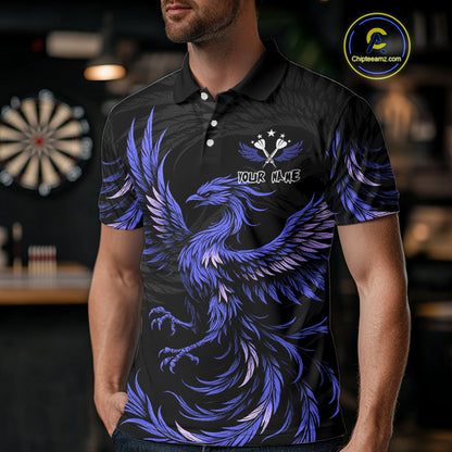 Personalized Phoenix Dartboard Wings Men's Dart Shirts Custom Blue And Black Darts Team Jerseys TDM4584