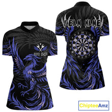 Load image into Gallery viewer, Personalized Phoenix Dartboard Wings Women&#39;s Dart Shirts Custom Blue And Black Darts Team Jerseys TDM4584