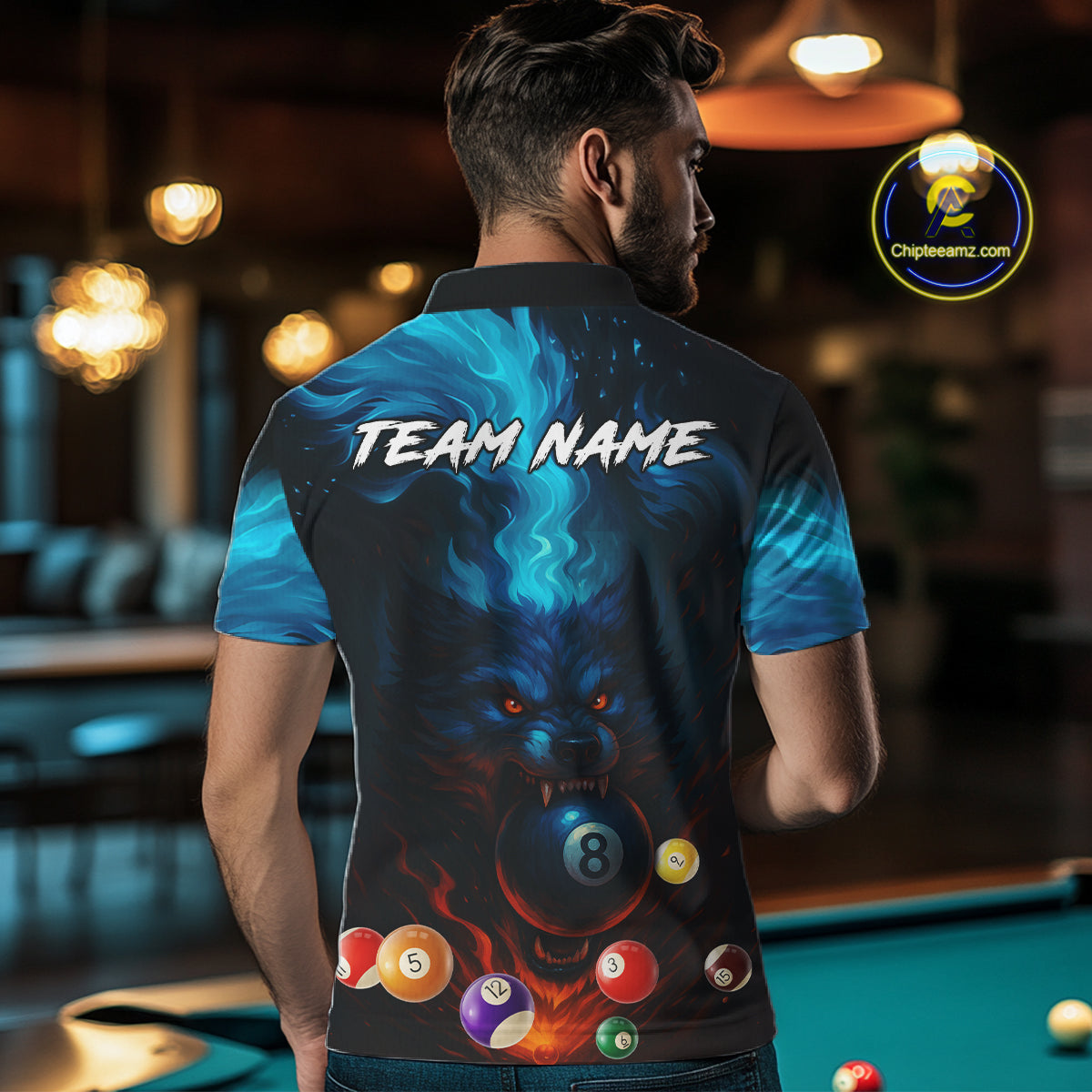 Personalized Flame Wolf 8 Ball Billiard Shirt For Men Custom Billiard Balls Pool Team Jersey TDM4805