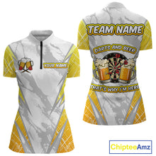 Load image into Gallery viewer, Darts And Beer That's Why I'm Here Custom Grunge Dart Shirt For Women, Drinking Darts Jerseys |White TDM4233