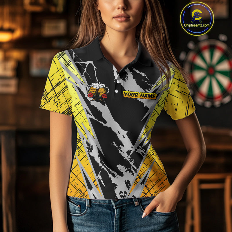 Darts And Beer That's Why I'm Here Custom Grunge Dart Shirt For Women, Drinking Darts Jerseys |Black TDM4234