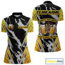 Load image into Gallery viewer, Darts And Beer That's Why I'm Here Custom Grunge Dart Shirt For Women, Drinking Darts Jerseys |Black TDM4234