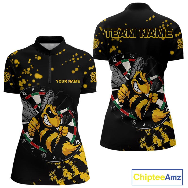 Personalized Yellow Black Funny Bee Darts Shirt For Women Custom Darts Jerseys, Best Darts Gifts TDM4294