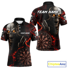 Load image into Gallery viewer, Personalized Skull Darts Polo &amp; Quarter Zip For Men Custom Fire Darts League Team Jersey |Red TDM4718