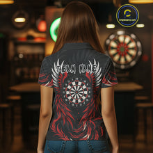 Load image into Gallery viewer, Personalized Phoenix Dartboard Wings Women&#39;s Dart Shirts Custom Red And Black Darts Team Jerseys TDM4118