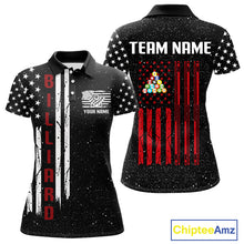 Load image into Gallery viewer, Grunge USA Flag Billiard Jerseys For Women Custom Patriotic Billiard Polo &amp; Quarter Zip Team Shirt TDM4130