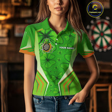 Load image into Gallery viewer, Green Luckiest Shamrock Women's Darts Shirt Custom St Patrick Day Darts Jersey Team Polo &amp; 1/4 Zip TDM4745